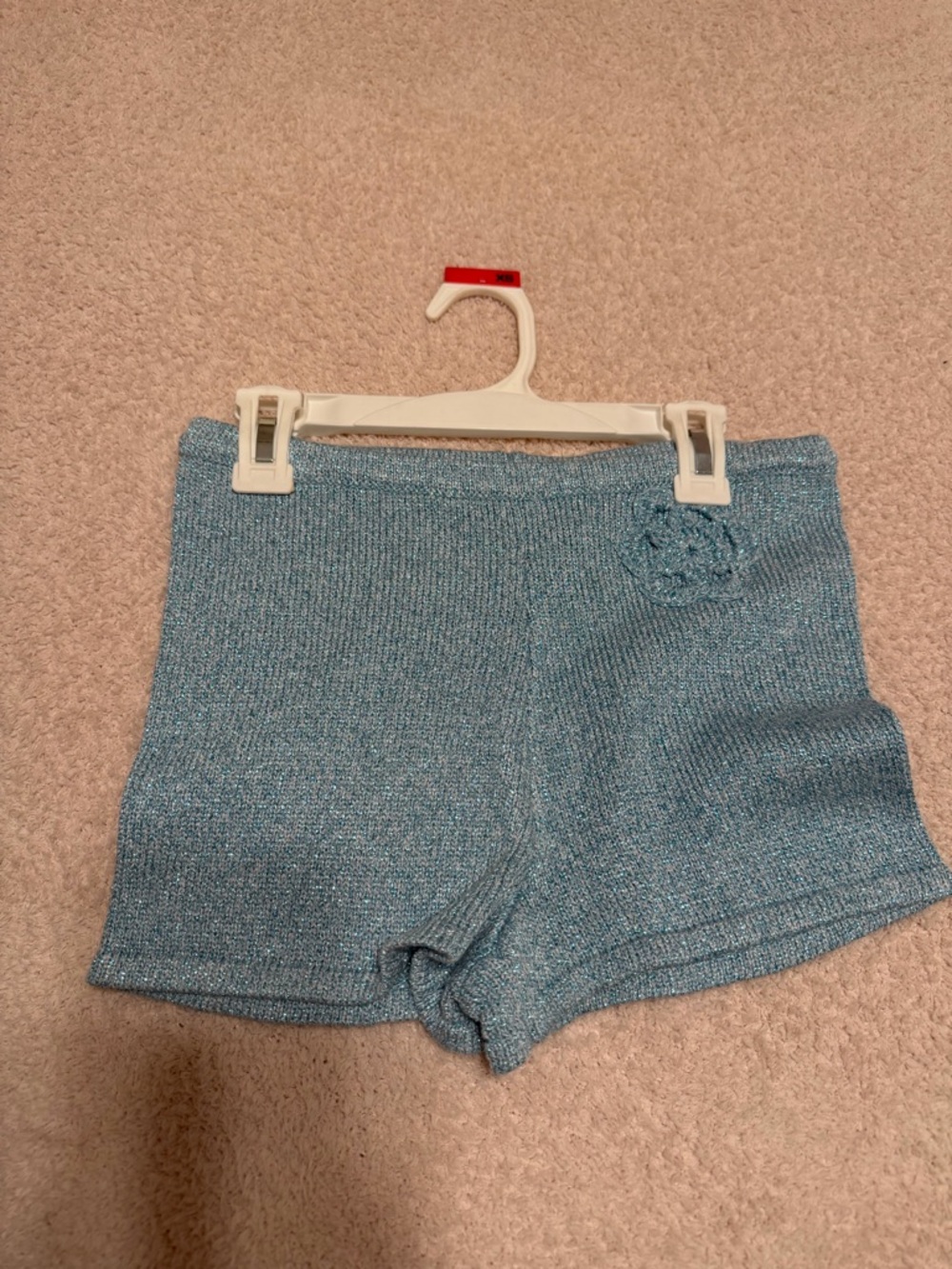 Tiger Mist Sparkle Knit Shorts in Light Blue